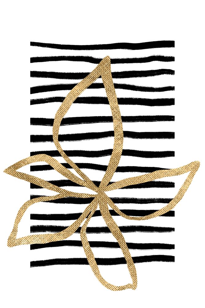 Golden Flower on Black Stripes art print by Anastasia Sawall for $57.95 CAD