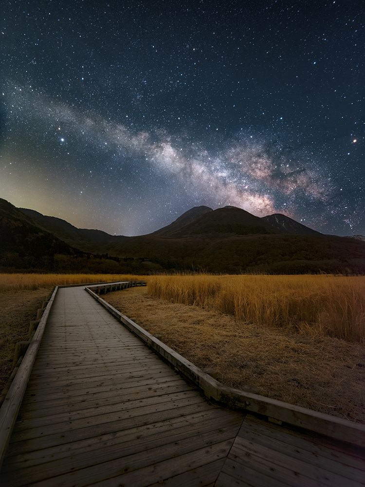 Milky Way shining in the sky of Kuju Mountain Range art print by Awakari for $57.95 CAD
