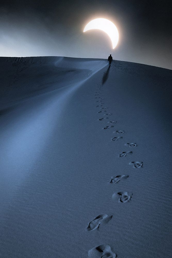 Walking Under The Silver Sand Moon art print by CVV for $57.95 CAD