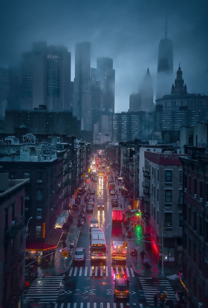Raining China Town art print by Javier De La for $57.95 CAD