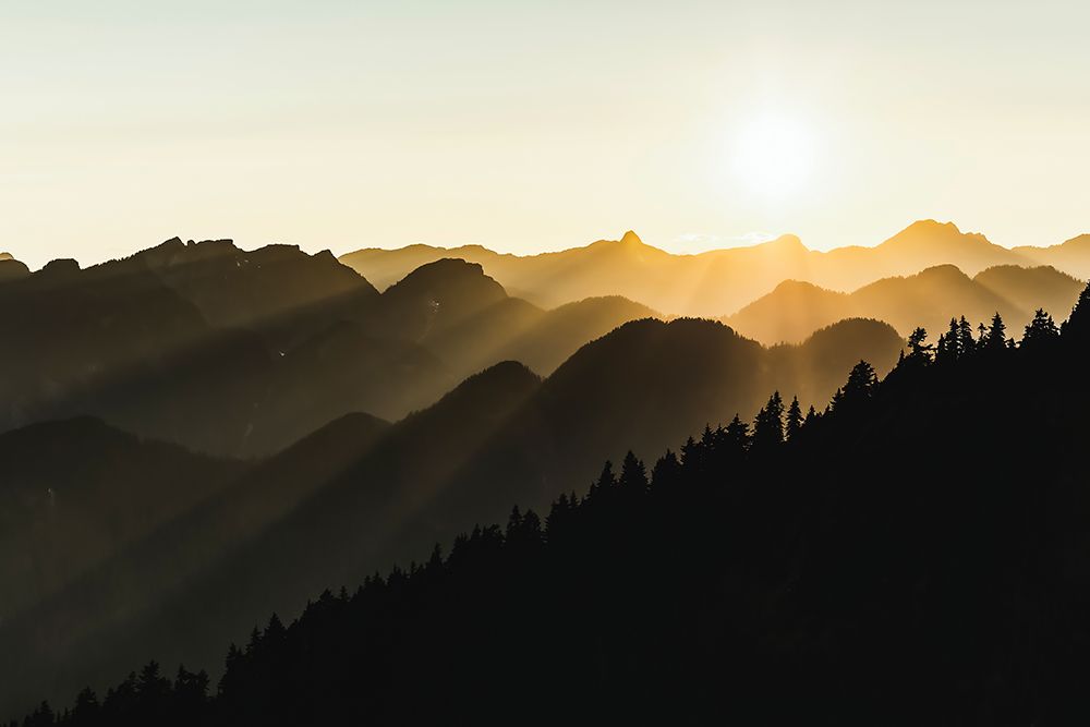 Sunset sun rays over the mountains art print by Tomomi Yamada for $57.95 CAD