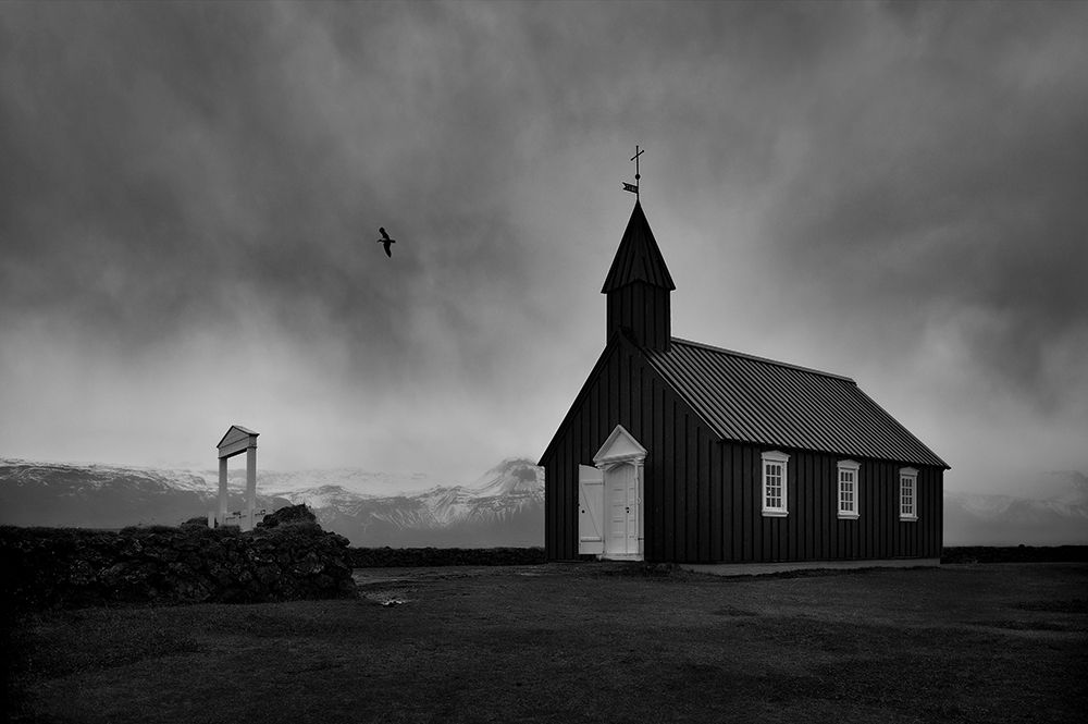 Black church art print by Milan Uhrin for $57.95 CAD