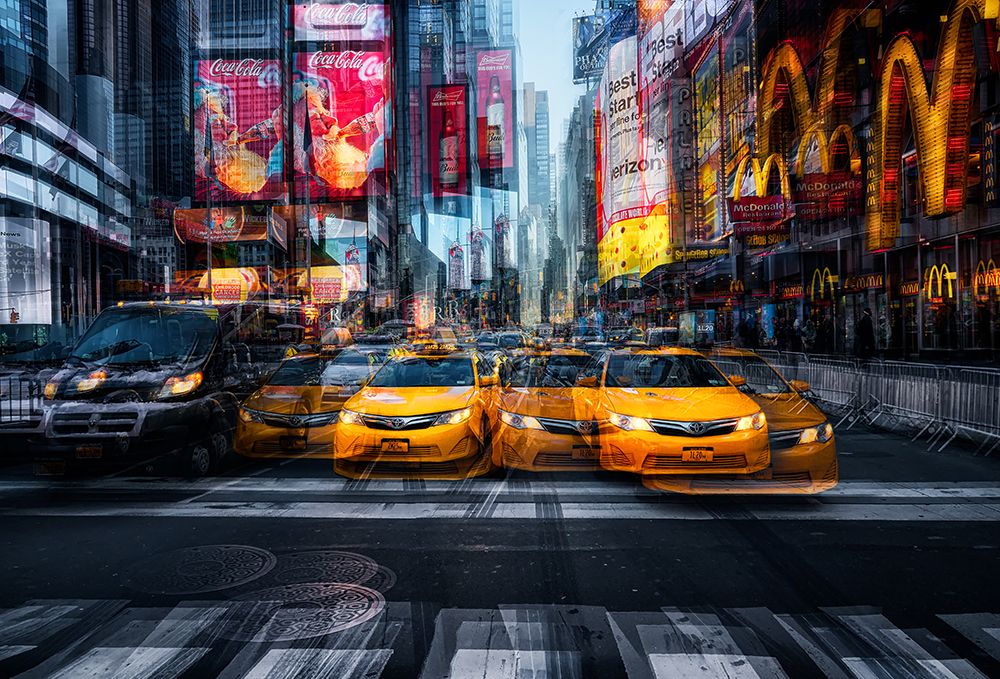 a taxi for christmas art print by Helena Garcia for $57.95 CAD