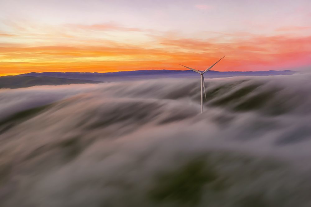A Windmill In The Fog art print by Jenny Qiu for $57.95 CAD