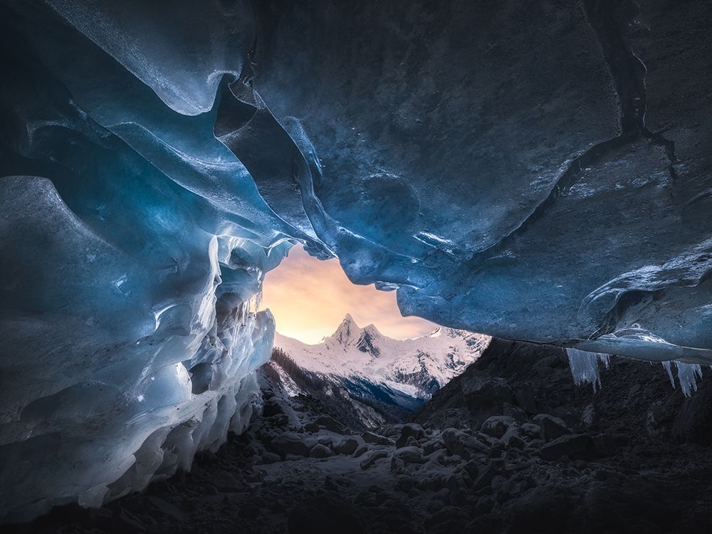 Ice Cave And Snow Mountain art print by Ningyun Ye for $57.95 CAD