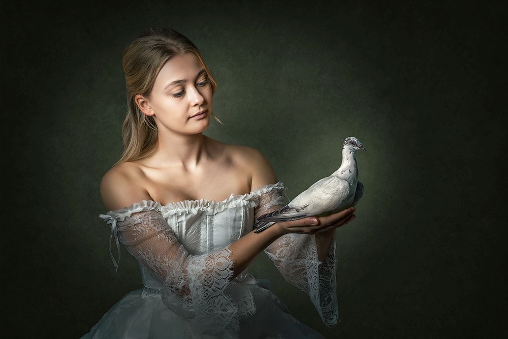 Pigeongirl art print by Marcel Egger for $57.95 CAD