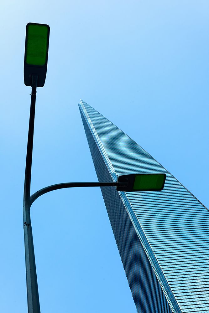 Towering Skyscraper Green Light art print by Konglingming for $57.95 CAD
