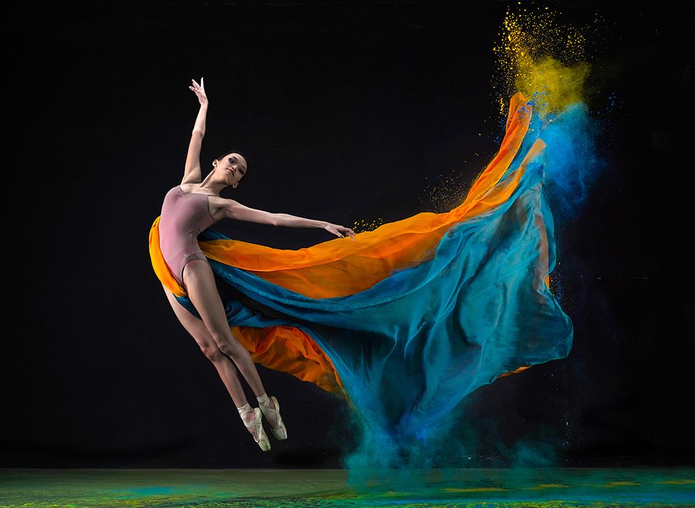 Two Colors Flying Ballerina art print by Rawisyah Aditya for $57.95 CAD
