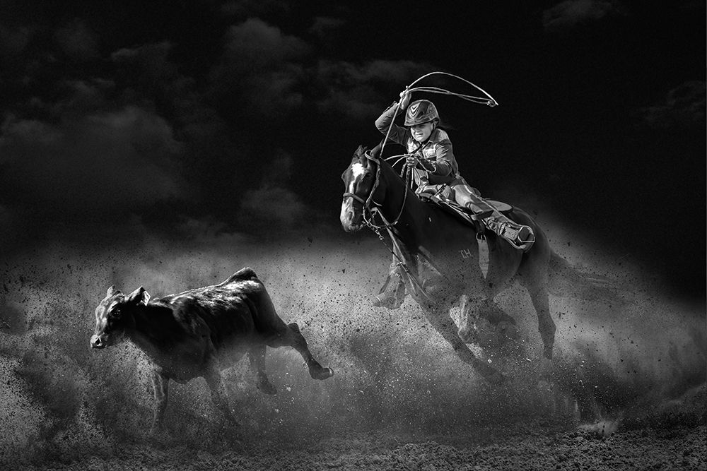 Tie Down Roping Calf art print by Yun Thwaits for $57.95 CAD