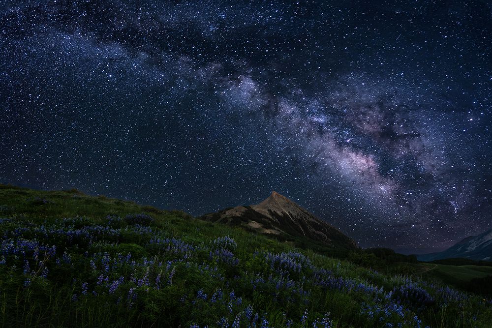 Night Sky Over A Mountain Ridge art print by James Cai for $57.95 CAD