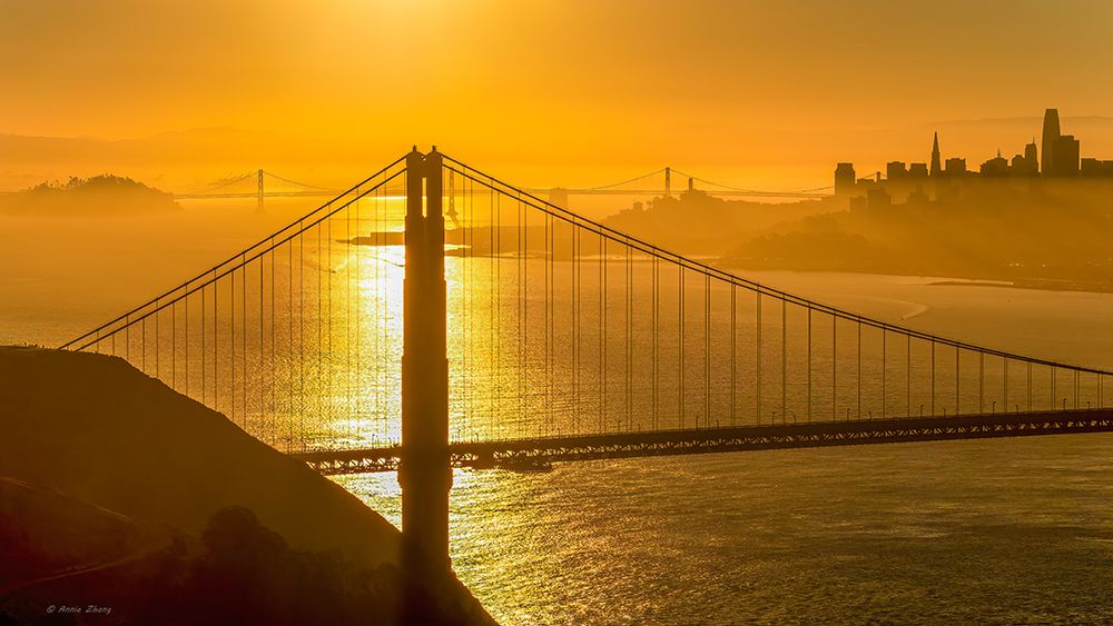 Golden Gate Bridge Sunrise art print by Annie Zhang for $57.95 CAD