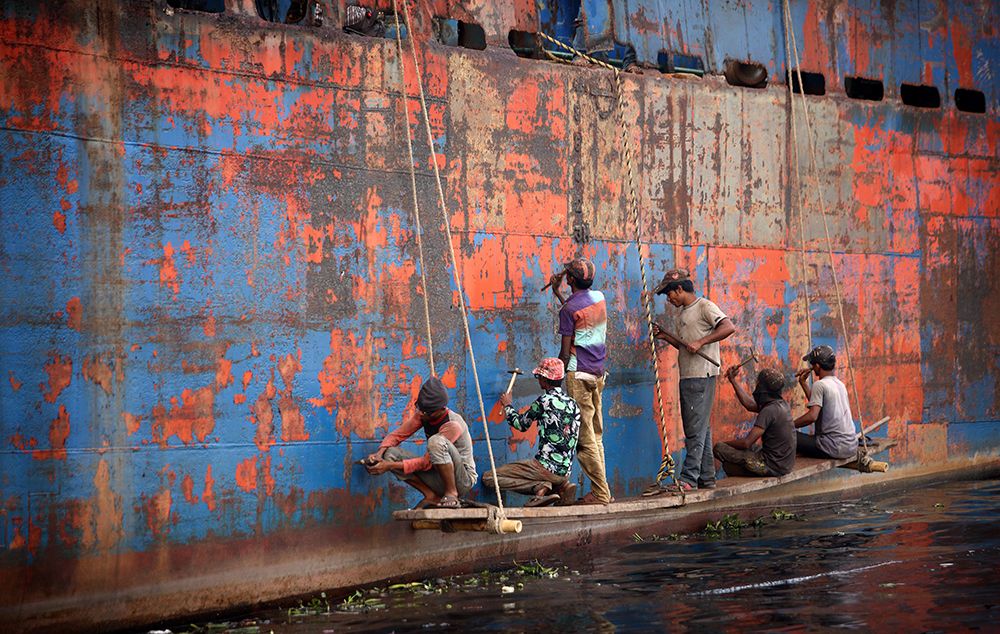 Workers Of Shipyard - 7195 art print by Garik for $57.95 CAD
