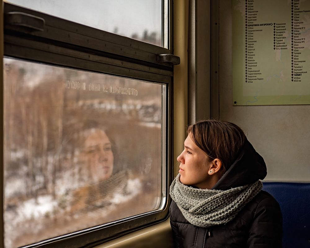 Lady In A Train art print by Aharon Golani for $57.95 CAD
