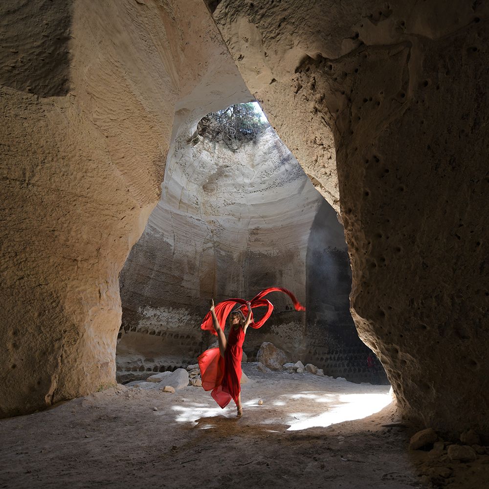 Red Flowing Cave Dance art print by Yoram Gil for $57.95 CAD