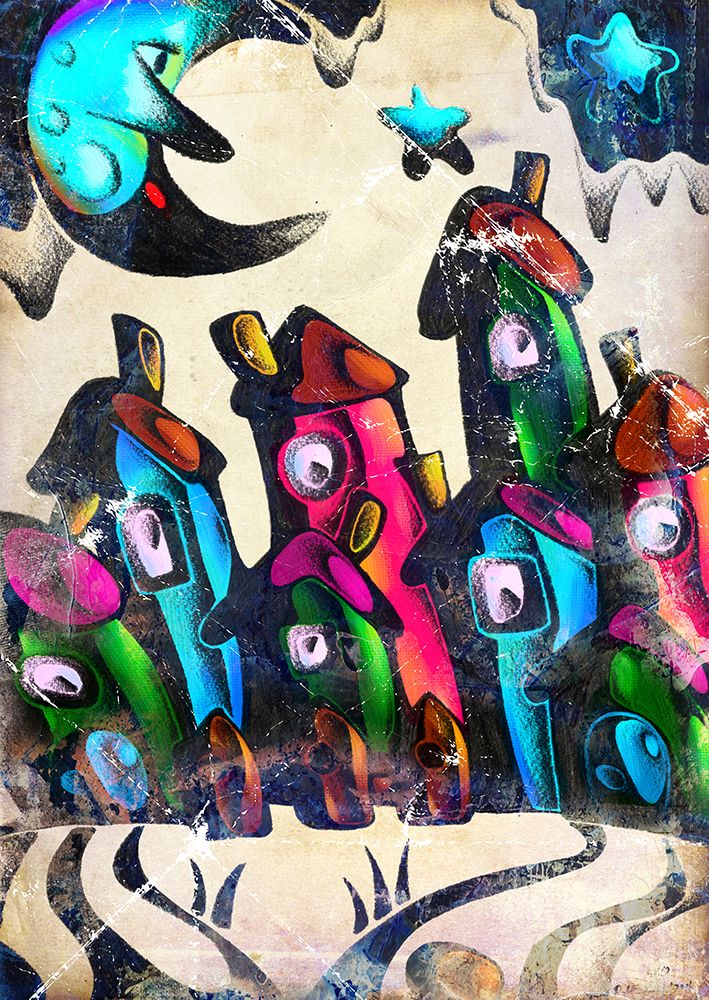 The moon is awake in the city art print by Rafal Kulik for $57.95 CAD