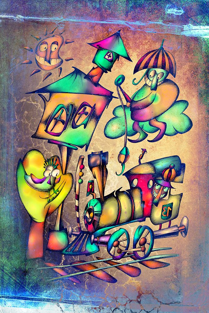 The umbrella man catches the locomotive art print by Rafal Kulik for $57.95 CAD