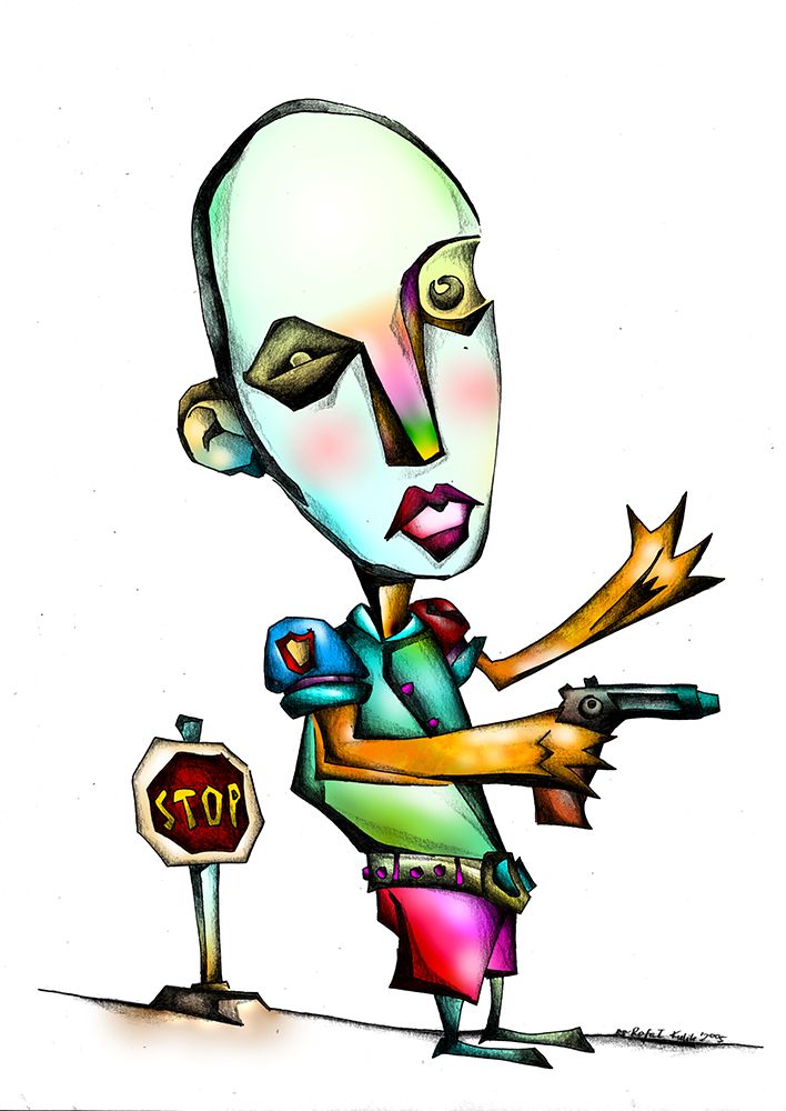 The crazy policeman art print by Rafal Kulik for $57.95 CAD