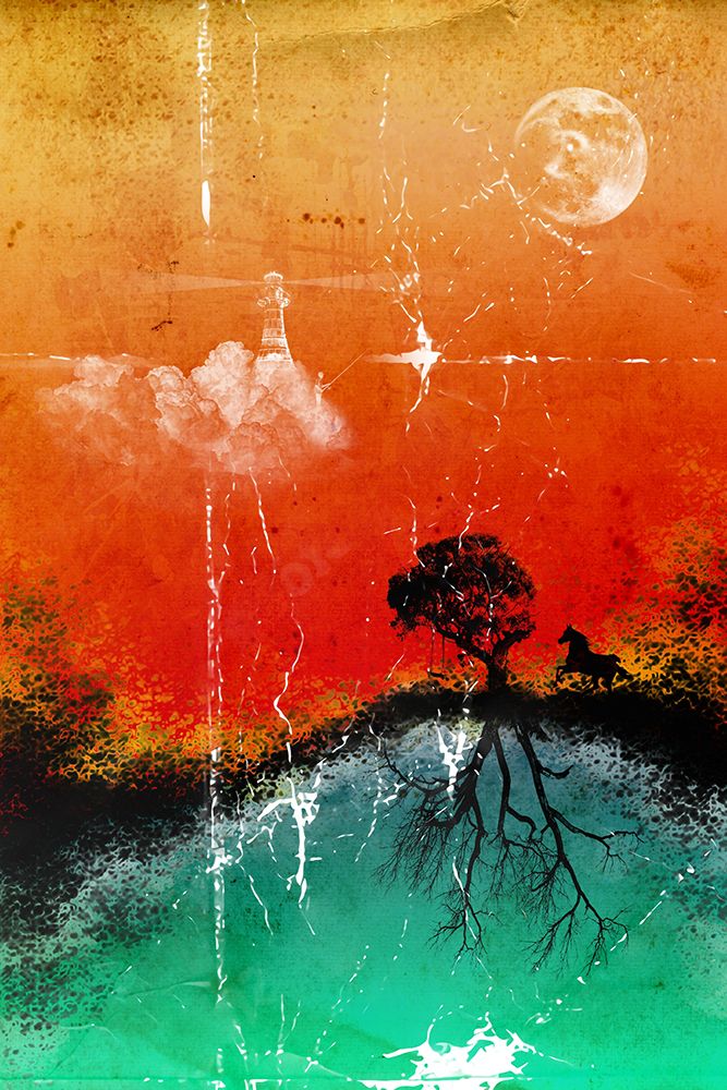 Moon-horse-tree and lighthouse art print by Rafal Kulik for $57.95 CAD
