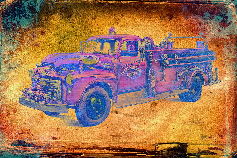 Vintage firetruck art print by Rafal Kulik for $57.95 CAD