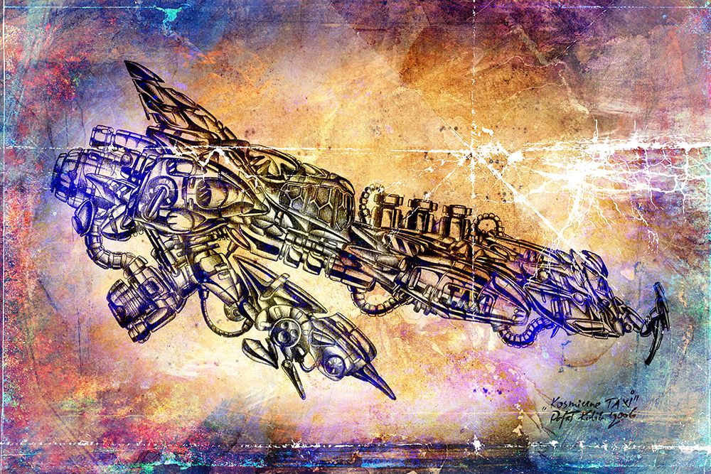 Space cosmic taxi art print by Rafal Kulik for $57.95 CAD
