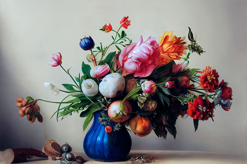 Flower Bouquet With Blue Vase art print by Treechild for $57.95 CAD