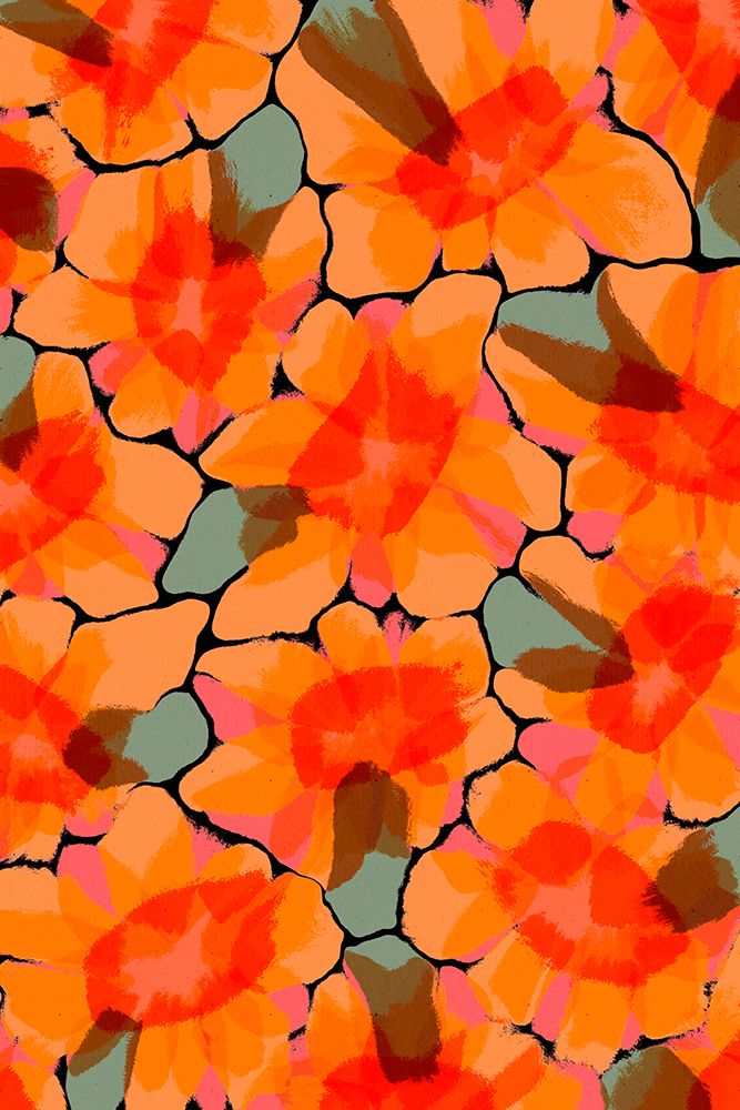 Orange Big Flowers art print by Treechild for $57.95 CAD