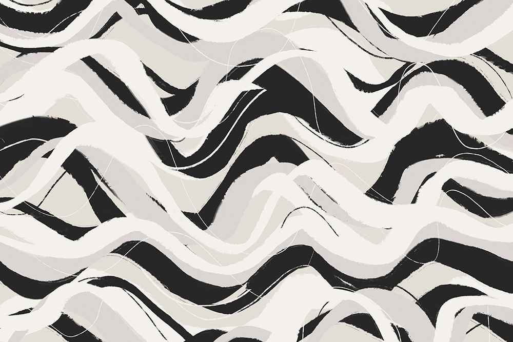 White Black Waves Pattern Square art print by Treechild for $57.95 CAD
