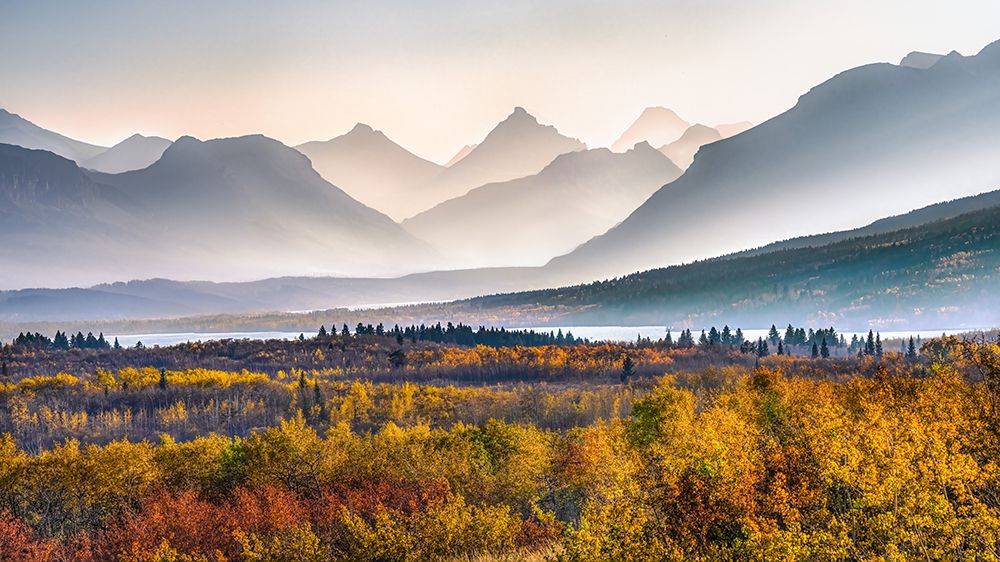 Autumn Mountain In Glacier Park art print by Ti Wang for $57.95 CAD