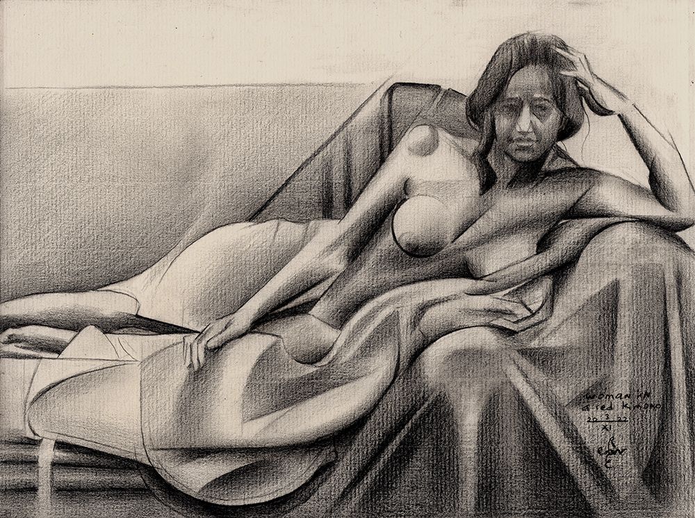 Woman in a Red Kimono - 03-11-22 art print by Corne Akkers for $57.95 CAD
