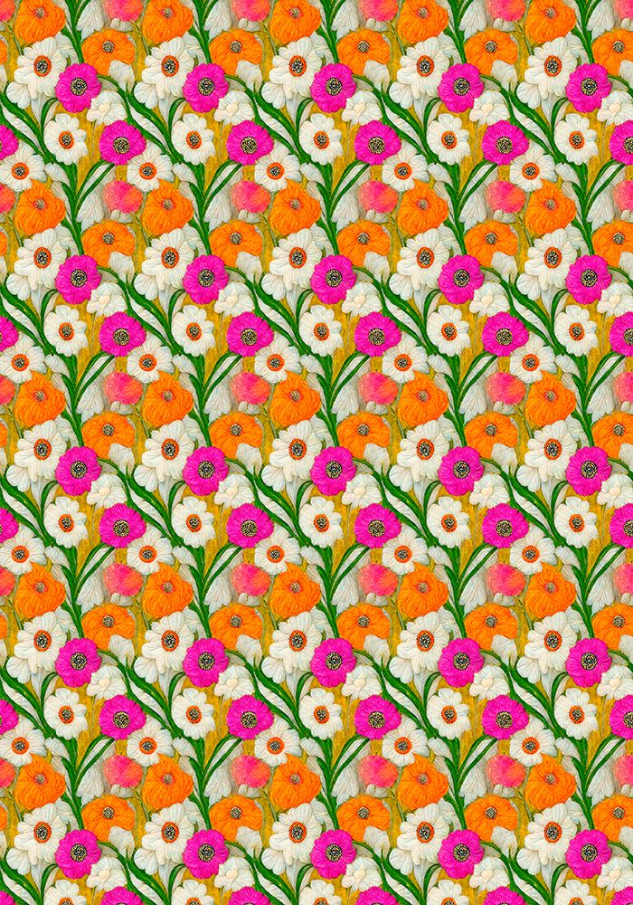 Stitched Flowers Pattern art print by Treechild for $57.95 CAD