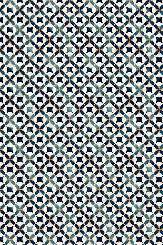 Vintage Blue Beige Pattern art print by Treechild for $57.95 CAD