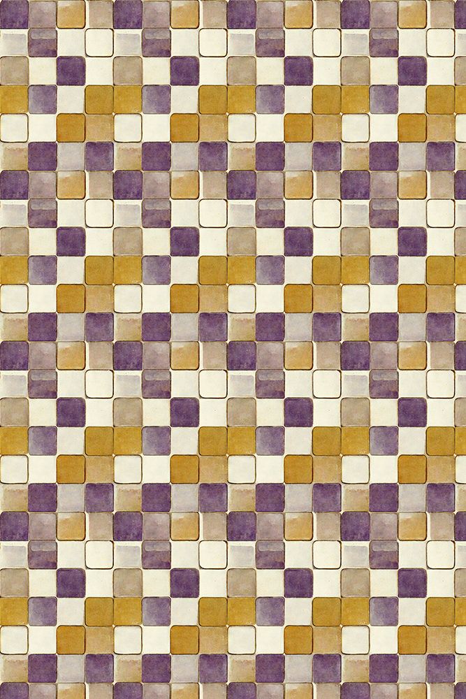 Purple and Ochre Tile Pattern art print by Treechild for $57.95 CAD