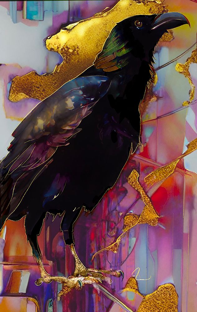 Raven with Pink and Gold art print by Ruth Day for $57.95 CAD