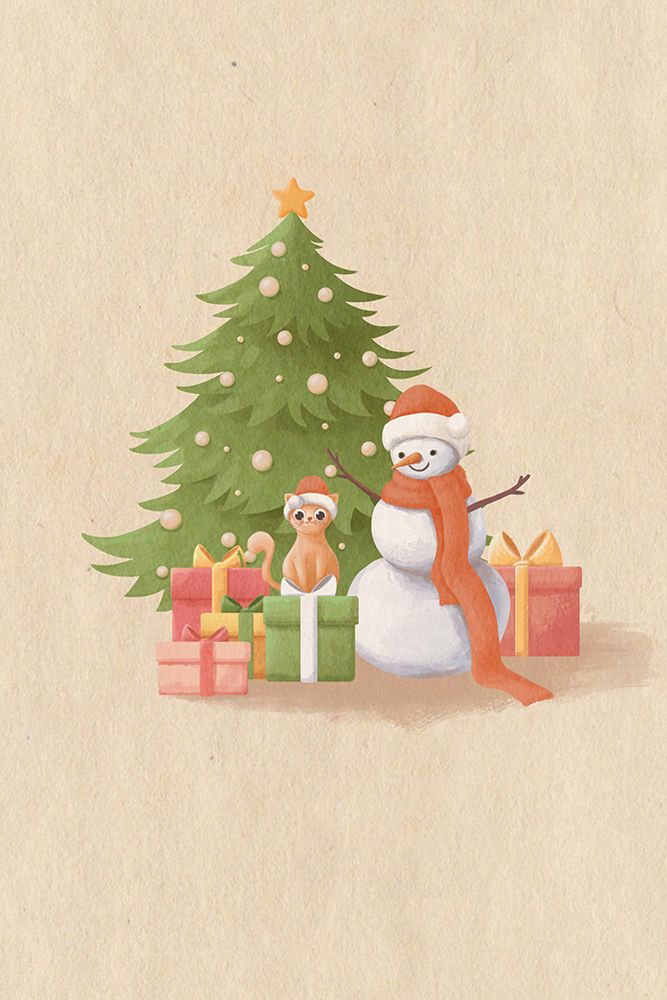 Snowman And Cat art print by Xuan Thai for $57.95 CAD
