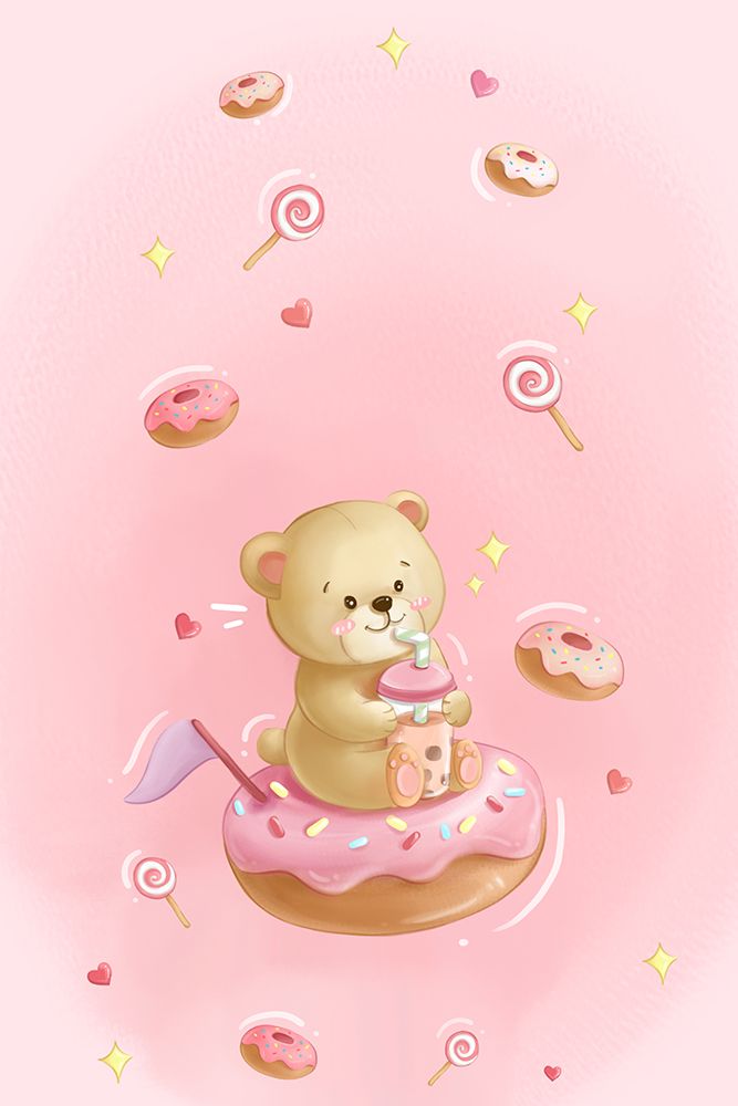 Teddy Bear and Donut cake art print by Xuan Thai for $57.95 CAD