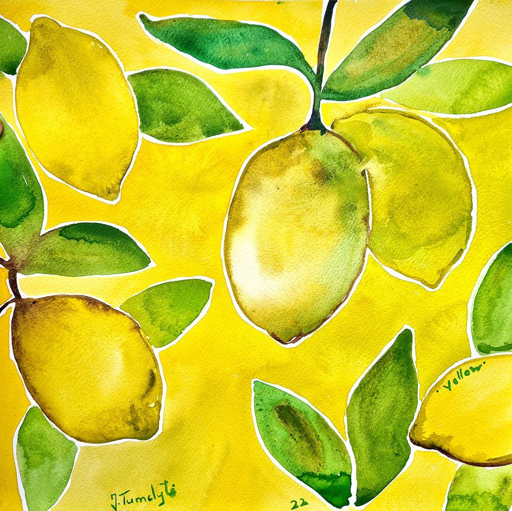 Yellow Lemons art print by Julija Belickiene for $57.95 CAD