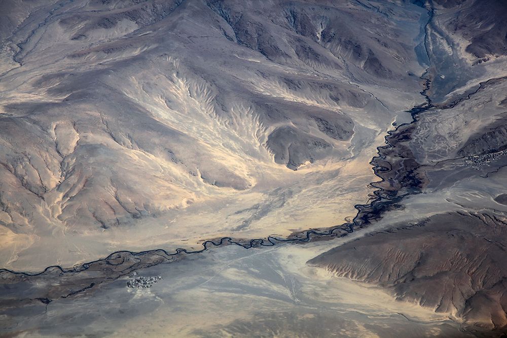 Aerial View Of The River On Tibet Plateau art print by Raymond Ren Rong for $57.95 CAD