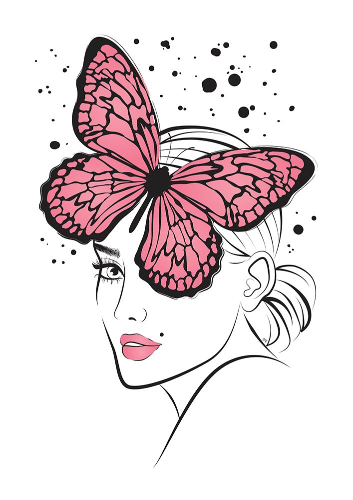 Butterfly Girl Pink art print by Martina for $57.95 CAD