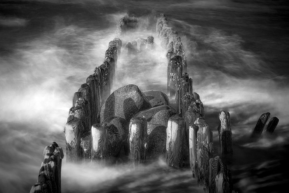 Wooden Groyne In The Morning Sun - Bw art print by Bodo Balzer for $57.95 CAD