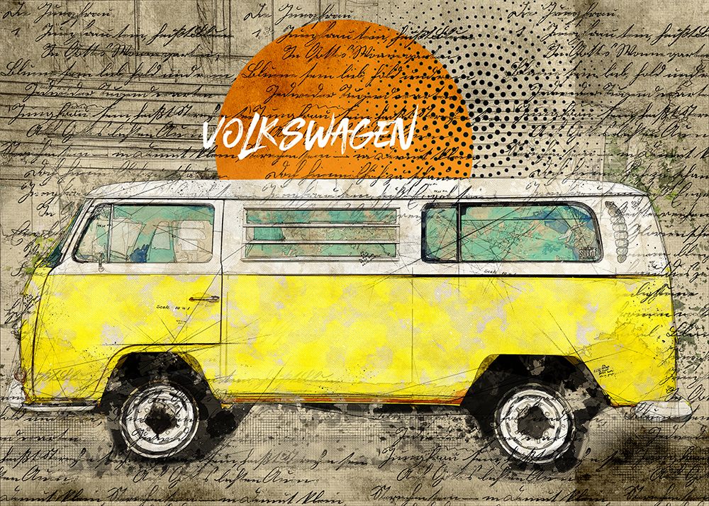 volkswagen vw combi yellow art print by Lembayung Senja Studio for $57.95 CAD