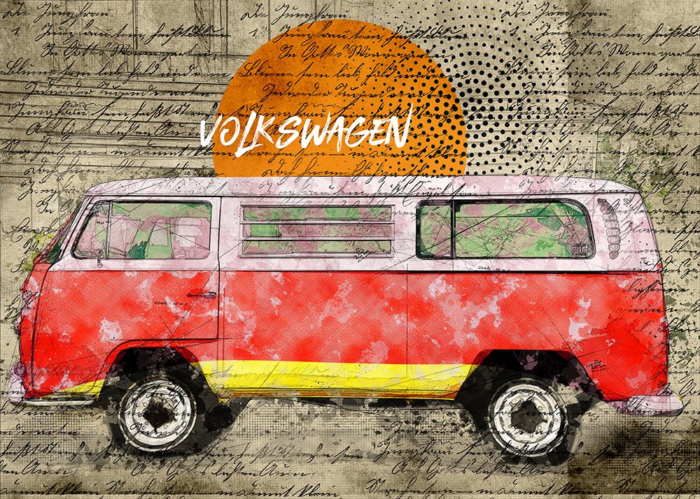 Volkswagen vw combi red art print by Lembayung Senja Studio for $57.95 CAD