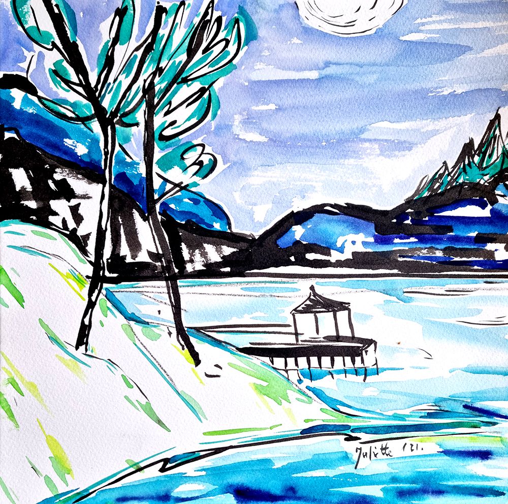 Japanese landscape art print by Julija Belickiene for $57.95 CAD