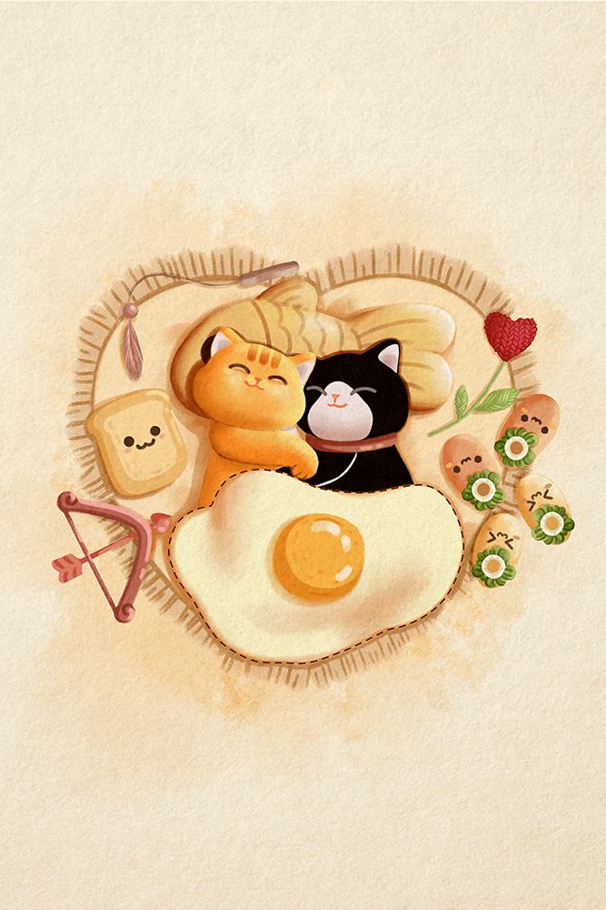 Cats in love art print by Xuan Thai for $57.95 CAD