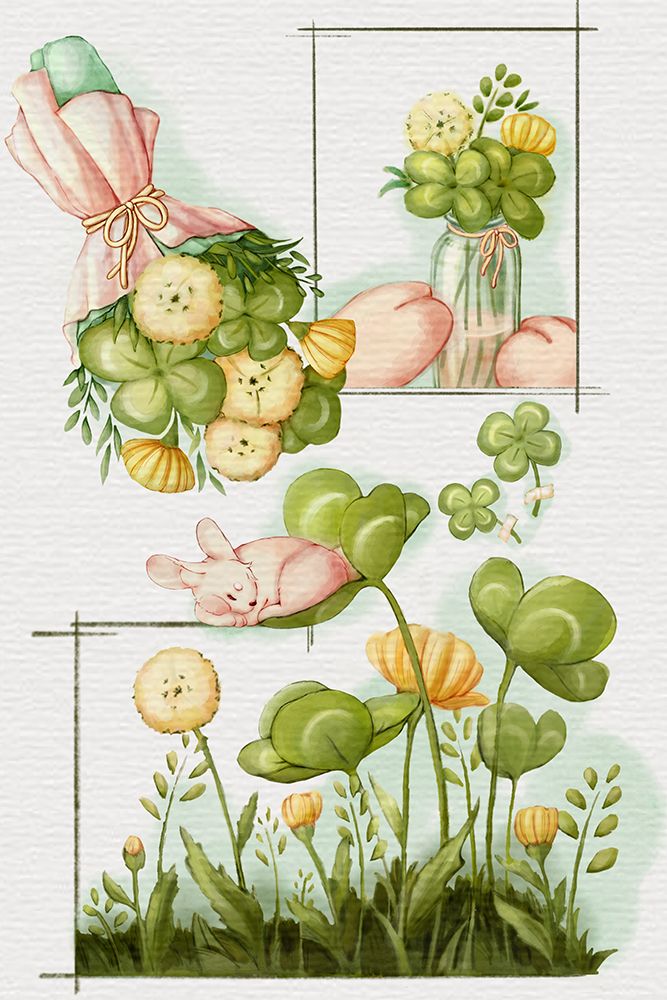 Lucky Clover and Bunny (1) art print by Xuan Thai for $57.95 CAD