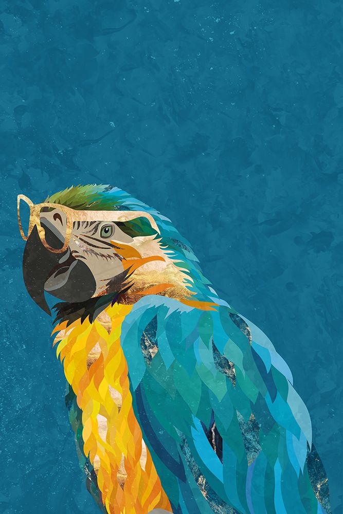 Vibrant macaw wearing glasses art print by Sarah Manovski for $57.95 CAD