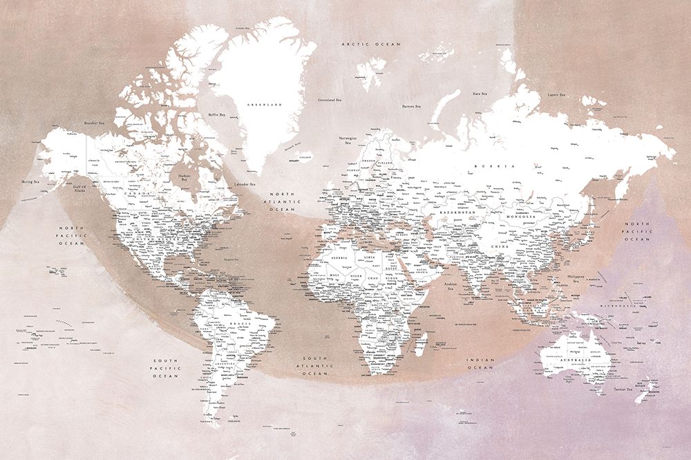 Detailed world map with cities Qawi art print by Rosana Laiz Blursbyai for $57.95 CAD
