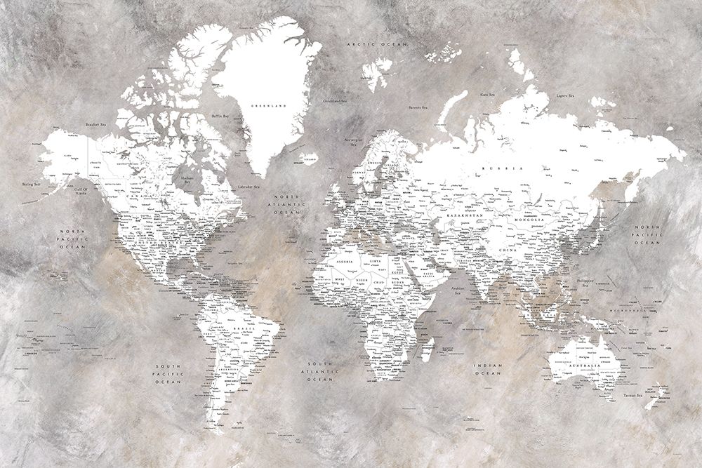 Detailed world map with cities Vali art print by Rosana Laiz Blursbyai for $57.95 CAD