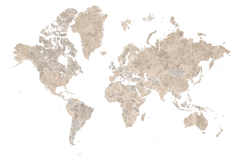 Abey world map no labels art print by Rosana Laiz Blursbyai for $57.95 CAD