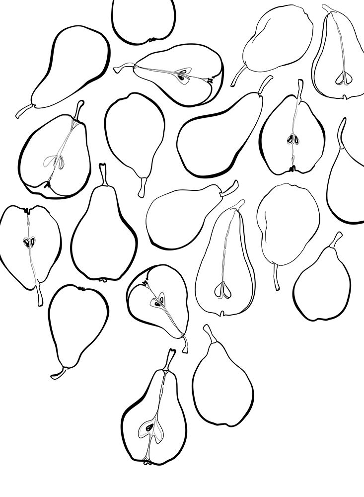 Line art pears art print by Rosana Laiz Blursbyai for $57.95 CAD