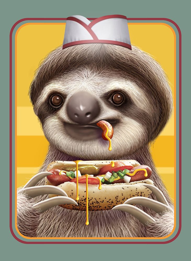 SLOTH SELLING HOTDOGS art print by Adam Lawless for $57.95 CAD